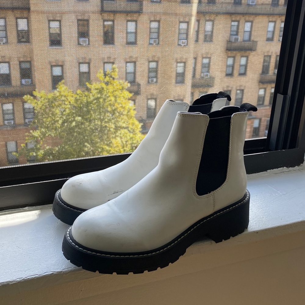 Madden Girl White Chelsea Boots